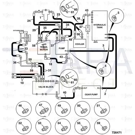 JCB Part No.# 834/11537, Hose Suction Aux - JCB Spare Parts