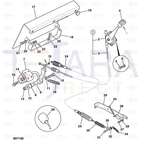 JCB Part No.# 910/60285, THROTTLE LEVER & CABLE - SP - JCB Spare Parts