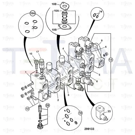 JCB Part No.# 25/220817, Valve Valve Sectio - JCB Spare Parts