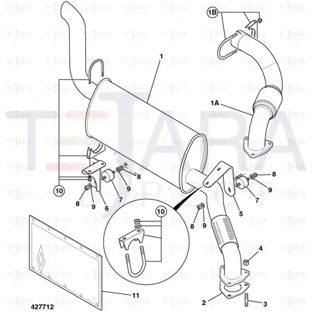 JCB Part No.# 331/24129, EXHAUST BRKT-REAR-TURBO-P - JCB Spare Parts