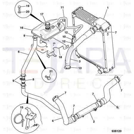 JCB Part No.# 332/C6434, HOSE - BOTTOM T3 MECH - JCB Spare Parts