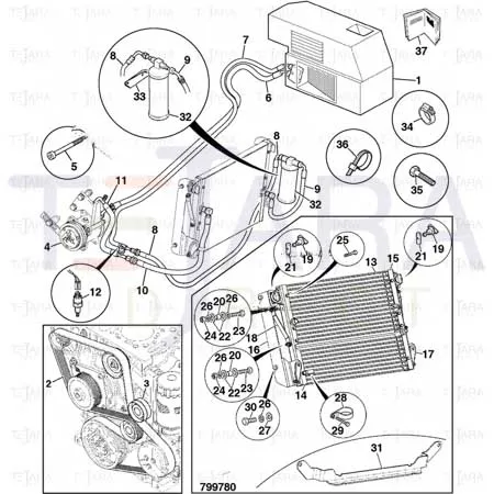 JCB Part No.# 320/08562, AIR-CON COMPRESSOR 12v - JCB Spare Parts
