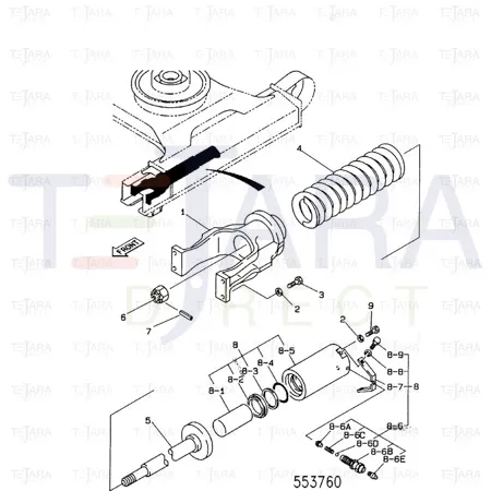JCB Part No.# JSA0133, Cylinder tension assembly - JCB Spare Parts
