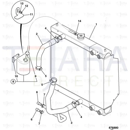 JCB Part No.# 834/11398, RADIATOR TOP HOSE - JCB Spare Parts