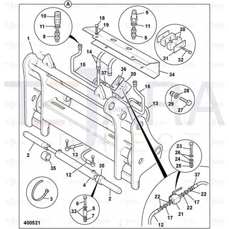 JCB Part No.# 611/00100, HOSE 1/4BSP 520mm - JCB Spare Parts