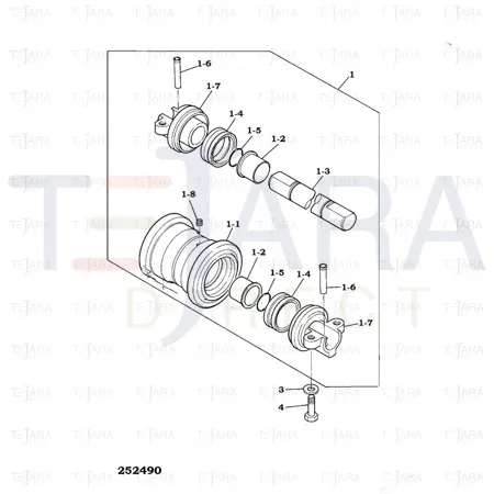 JCB Part No.# 331/42639, LOWER ROLLER ASSEMBLY - JCB Spare Parts