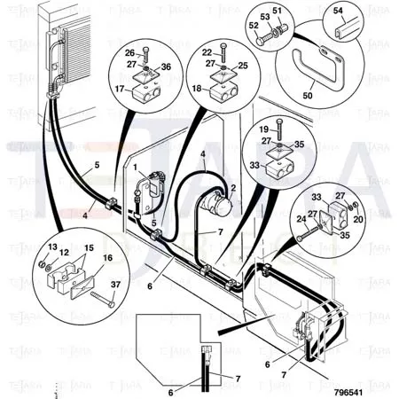 JCB Part No.# 332/T4844, HOSE AIR CON TXV TO COMPRESSOR - JCB Spare Parts