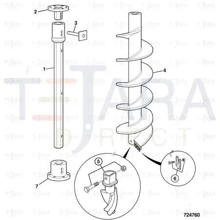 JCB Part No.# 980/A2019, 6" 1.2M FLIGHT STD - JCB Spare Parts