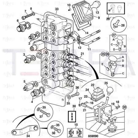 JCB Part No.# 25/223685, Valve 6 Spool Assy - JCB Spare Parts