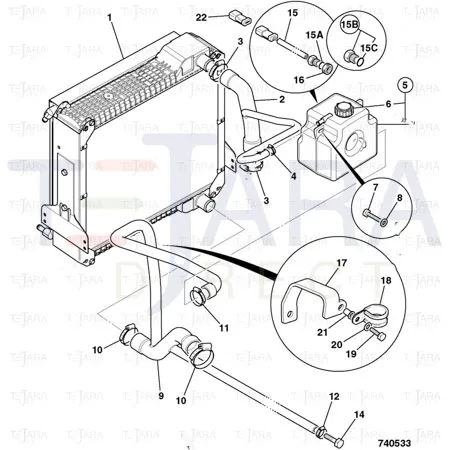 JCB Part No.# 834/10989, TOP HOSE 2ws - JCB Spare Parts
