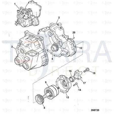 JCB Part No.# 441/00680, Gearbox assembly, 4WD 22/34 drop gears - JCB Spare Parts