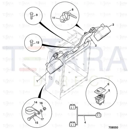 JCB Part No.# 700/50078, (W) LH WORKLIGHT 12V SIDEMNT - 996.083-2 - JCB Spare Parts