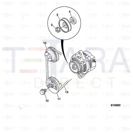 JCB Part No.# 7001/33305, V-BELT GENERATOR - JCB Spare Parts