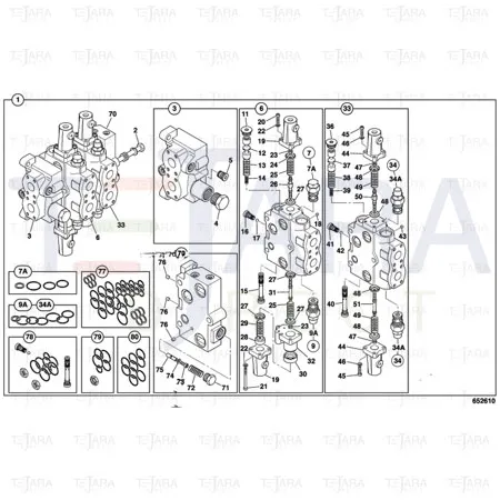 JCB Part No.# 998/10280, Kit seal for 1 section between sections - JCB Spare Parts