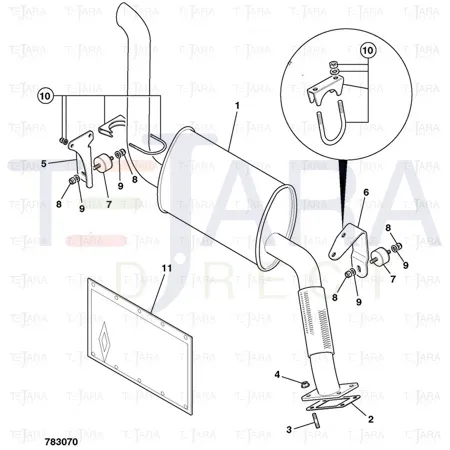 JCB Part No.# 160/15585, SILENCER EXHAUST NAT/ASP - JCB Spare Parts