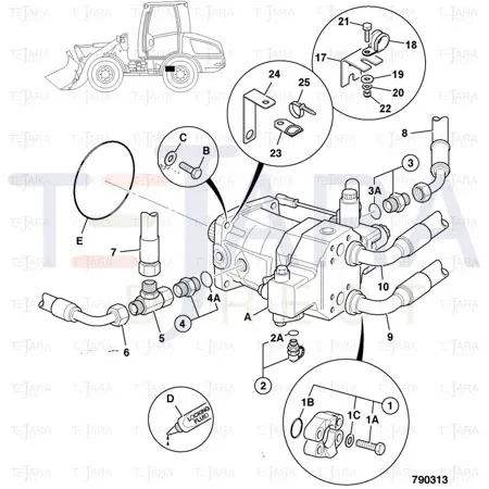 JCB Part No.# 332/T2568, MAIN DRIVE MOTOR - 80 CC - JCB Spare Parts