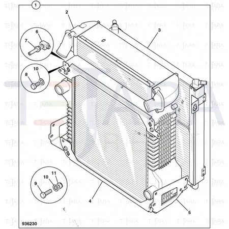 JCB Part No.# 332/C8935, RADIATOR 6row - JCB Spare Parts