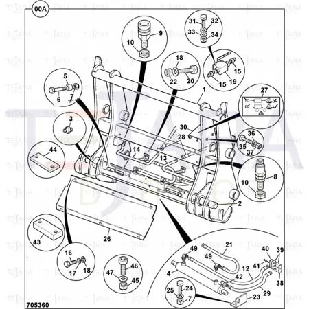 JCB Part No.# 980/89488, GA - Q-HITCH LOADER HYD - JCB Spare Parts