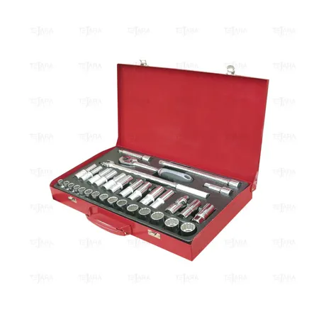 SET OF 33 PCS. SOCKET WRENCHES 1/2" (10-24 TO 10-19 MM - LONG SERIE) 12 EDGES - EGA Master