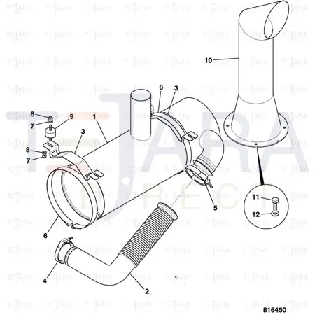 JCB Part No.# 335/10653, WA EXHAUST FLEXI-426 - JCB Spare Parts