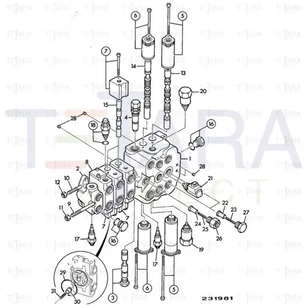 JCB Part No.# 25/222659, VALVE ASSY - JCB Spare Parts
