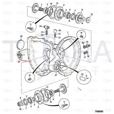 JCB Part No.# 826/01648, NUT - STAKE - M36 X 2 - JCB Spare Parts