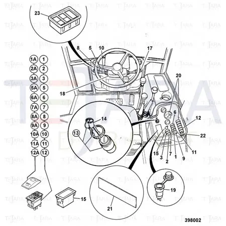 JCB Part No.# 701/58829, DECAL - REAR FOGLAMP SWIT - JCB Spare Parts