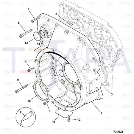 JCB Part No.# 320/05187, FLYWHEEL HSG M/C - FH3 - JCB Spare Parts