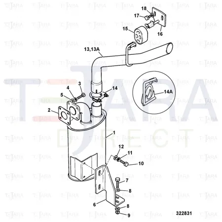 JCB Part No.# 331/51157, EXHAUST SILENCER WA - JCB Spare Parts