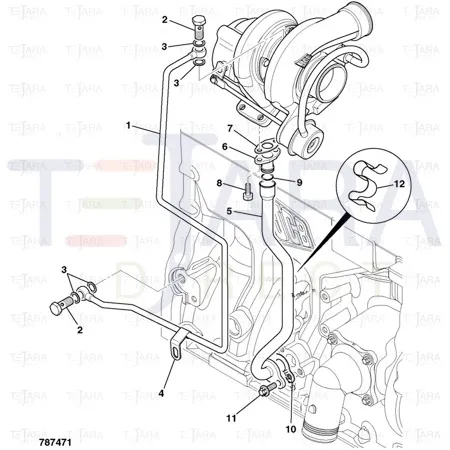 JCB Part No.# 320/04205, ADAPTOR - T/CHARGER DRAIN - JCB Spare Parts
