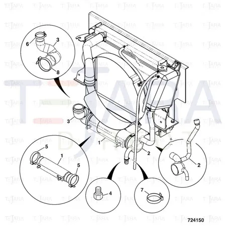 JCB Part No.# 834/10893, Hose bottom radiator - JCB Spare Parts