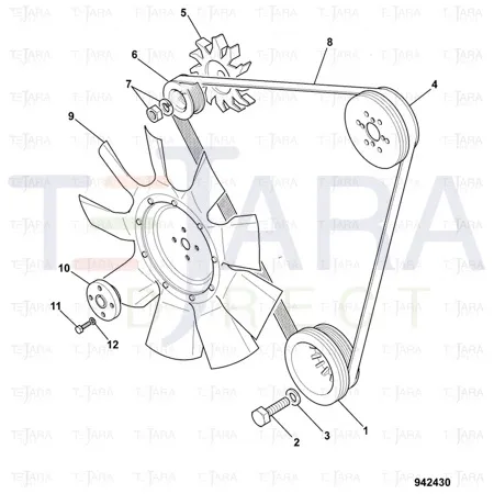 JCB Part No.# 02/802540, Belt fan - JCB Spare Parts