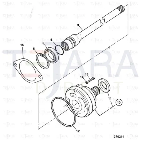 JCB Part No.# 459/50444, SHAFT-PUMP DRIVE SAE B - JCB Spare Parts