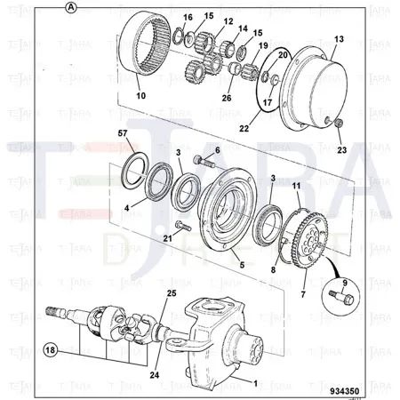 JCB Part No.# 448/42600, Assembly wheel hub and driveshaft - JCB Spare Parts