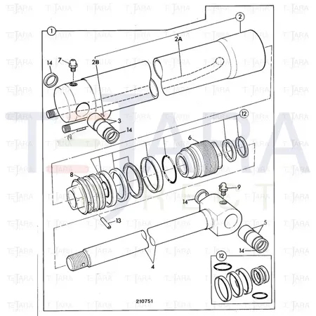 JCB Part No.# 557/70137, Cylinder bucket ram 90mm - JCB Spare Parts