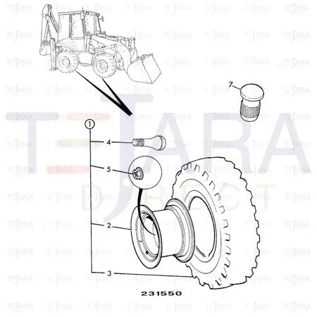 JCB Part No.# 123/05041, VALVE, TYRE - FLEXIBLE - JCB Spare Parts