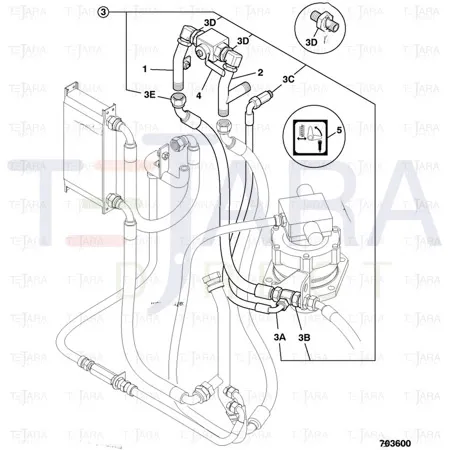 JCB Part No.# 816/90039, Adaptor tee, F/M/M - JCB Spare Parts