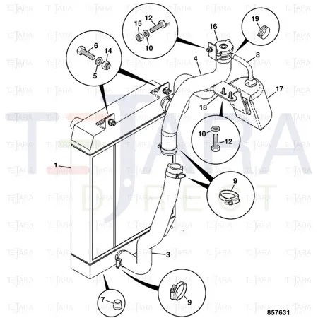 JCB Part No.# 834/11226, HOSE -BOTTOM RAD - JCB Spare Parts