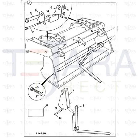 JCB Part No.# 123/04294, SUPPORT fork rail - JCB Spare Parts