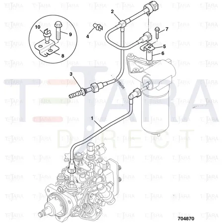 JCB Part No.# 02/203115, PIPE FUEL FEED - JCB Spare Parts