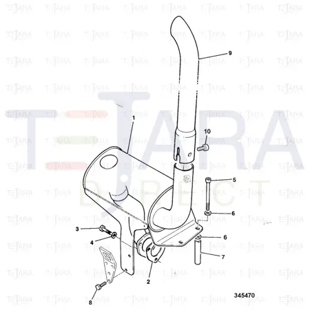JCB Part No.# 123/07868, SILENCER, EXHAUST NAT / ASP - JCB Spare Parts