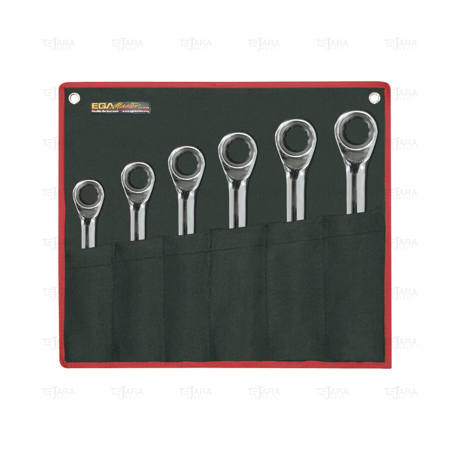SET OF 6 PCS. OF CLASSICGEAR COMBINATION RATCHET WRENCHES 8-19 MMMIRROR POLISHED CHROME PLATING - EGA Master