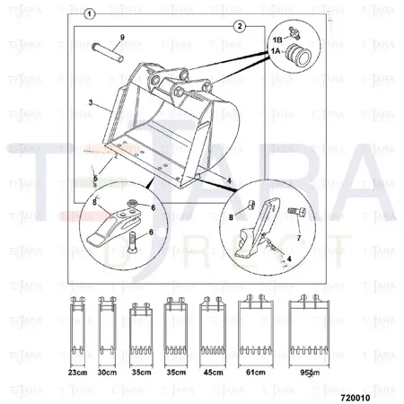 JCB Part No.# 980/89989, ABI - BUCKET 300mm - JCB Spare Parts