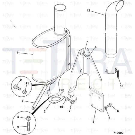 JCB Part No.# 331/35702, EXHAUST SILENCER turbo - JCB Spare Parts