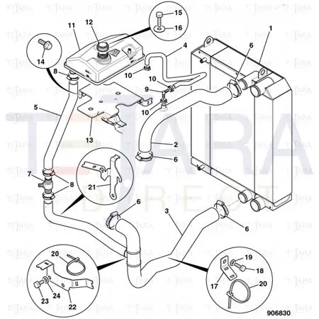 JCB Part No.# 30/926496, ADAPTER, HEATER TEE - JCB Spare Parts