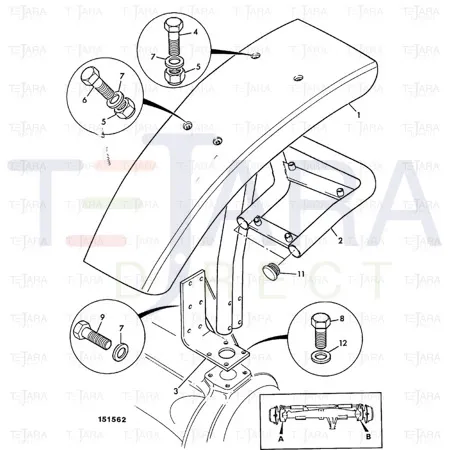 JCB Part No.# 123/03171, FENDER LH FRT BLK - JCB Spare Parts