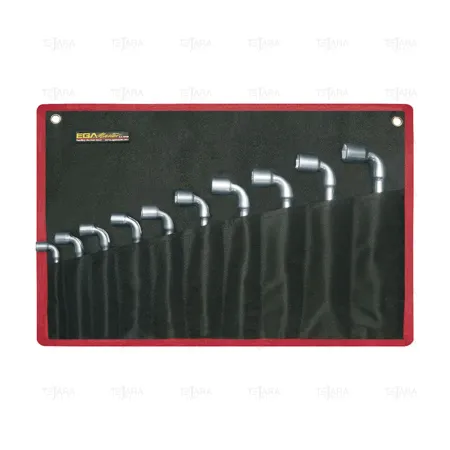 SET OF 10 ANGLED OPEN SOCKET WRENCHES 12 x 6 (8-19 MM) MIRROR POLISHED CHROME PLATING - EGA Master