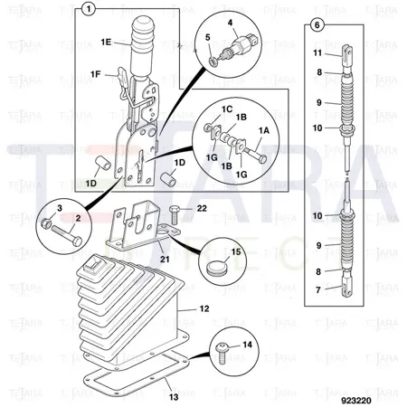 JCB Part No.# 332/R7872, PARKBRAKE CABLE ASSY - JCB Spare Parts