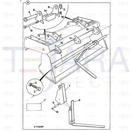JCB Part No.# 123/04293, SUPPORT fork rail - JCB Spare Parts
