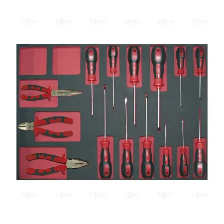 SET OF 15 PCS. - 12 SCREWDRIVERS 3 PLIERS IN TRAY - EGA Master